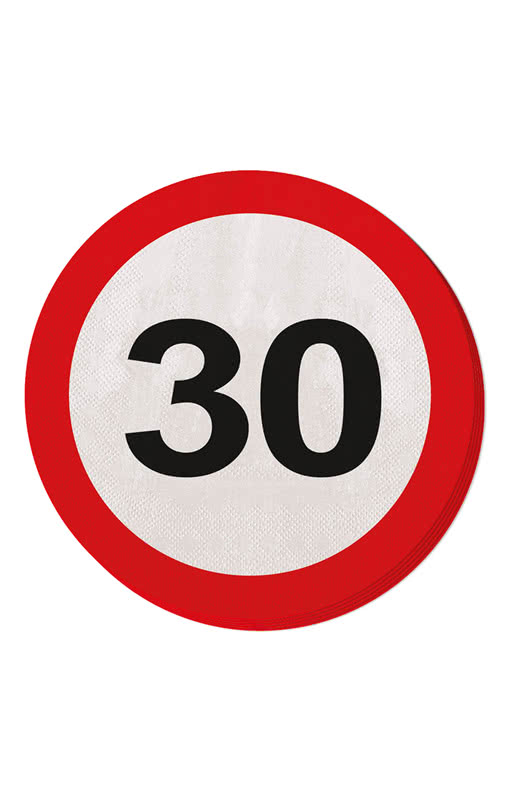 Serviette Verkehrsschild 30   Servietten für die Party zum 30.