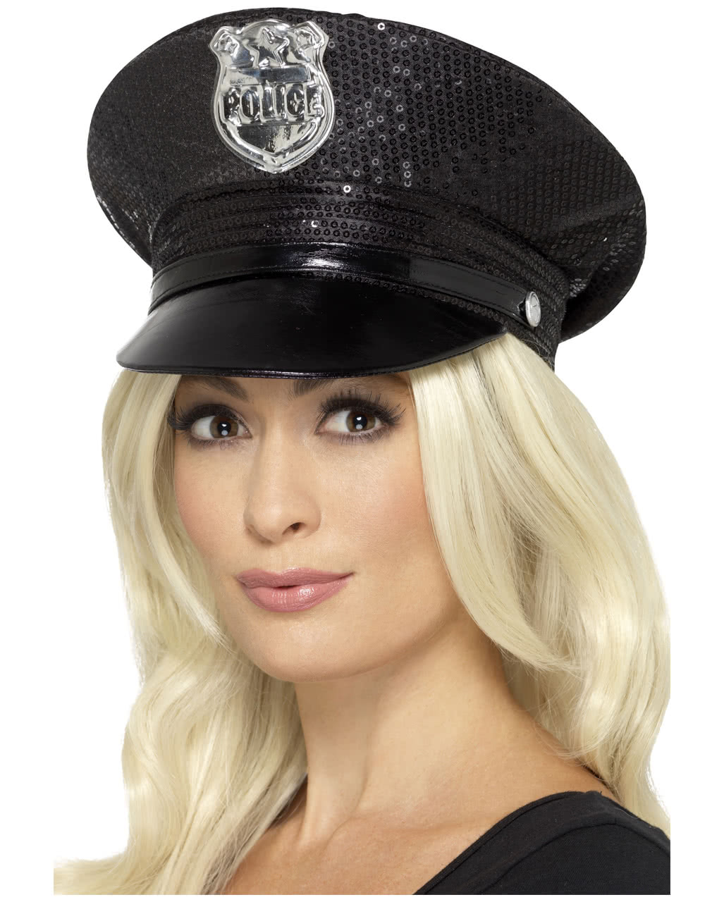 Sexy Polizei Mütze mit Pailletten für Karneval