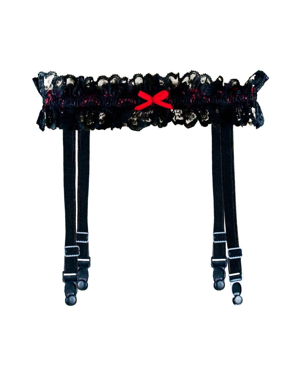 Sexy Strumpfhalter schwarz/rot   Strapshalter mit Schleife