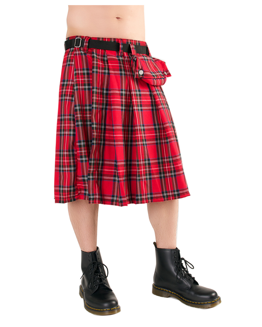 Short Kilt Tartan mit Gürteltasche rot  Röcke für Männer kaufen XL
