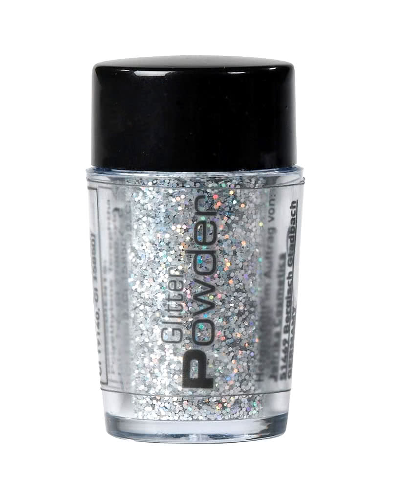 Glitterpuder Silber im Streuer als Glitzer Make-up