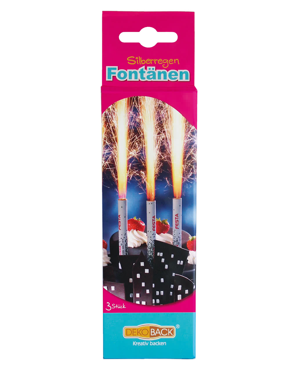 Torten-Fontäne silber 3 St. ✩ als Kuchen Deko