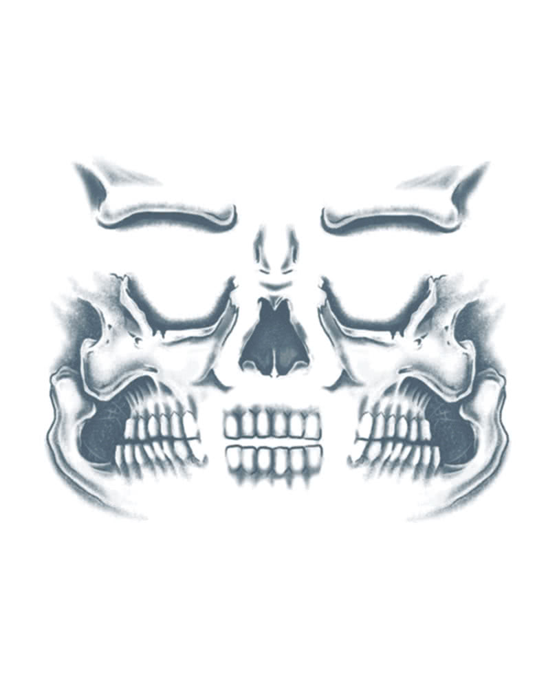 Skull Face Tattoo Halloween Make-up Effekt