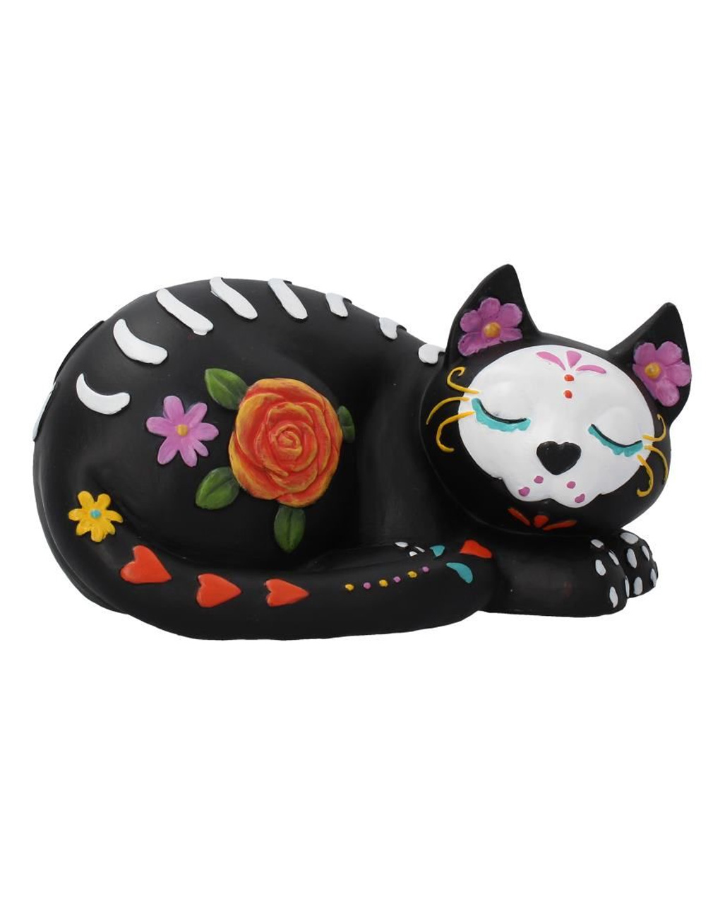 Sleepy Sugar Skull Katze 22cm als Deko Accessoire