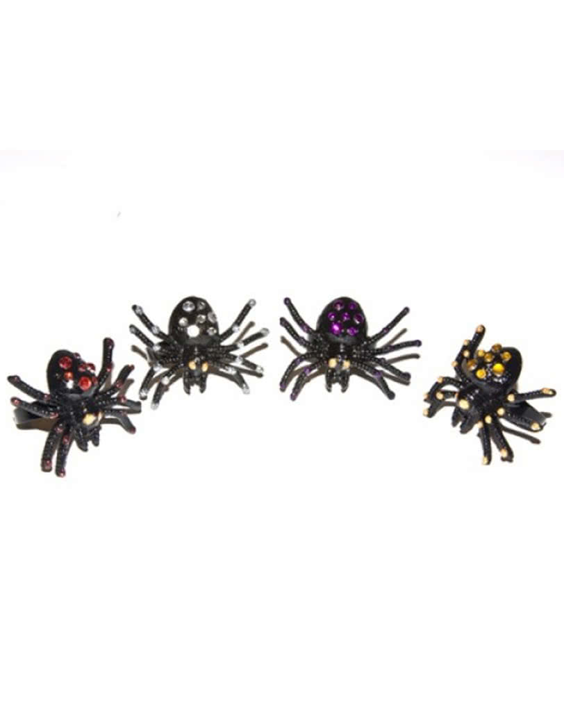 Spinnenring mit Strass-Steinen  Kostüm-Schmuck für Halloween lila