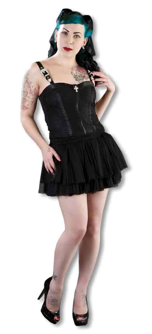 Spitzentop mit Glitzerschnallen Burleska Gothic Fashion Spitzen Top M / 36