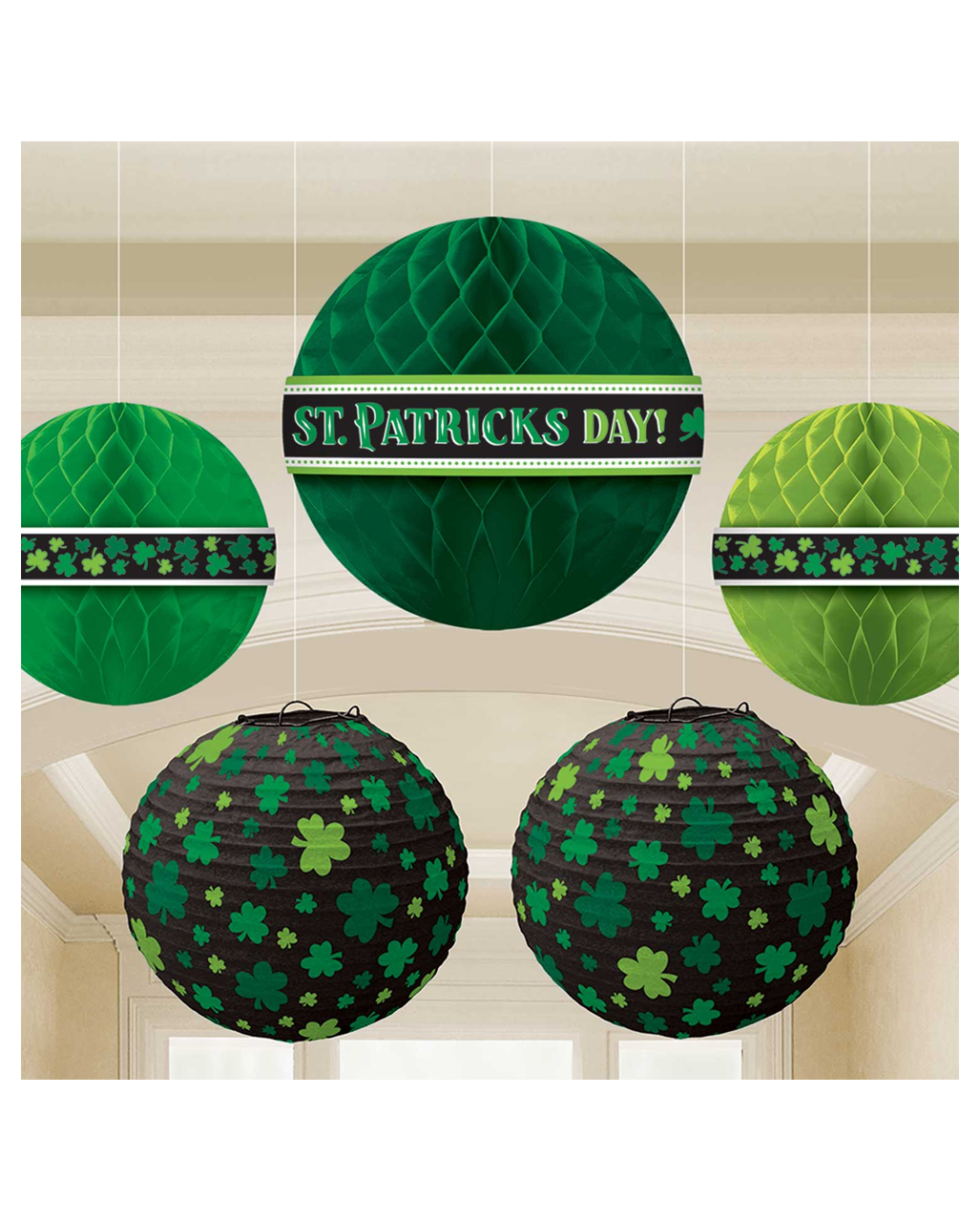 St. Patricks Day Wabenball Deko 5-tlg. Partydeko