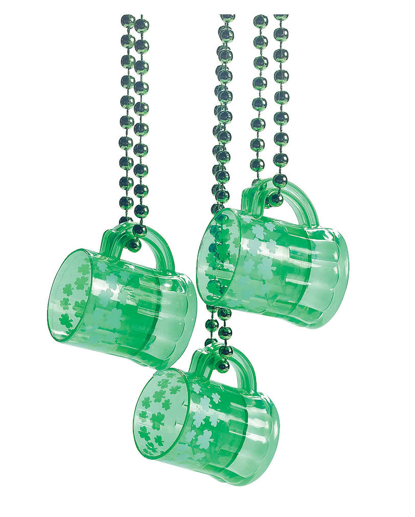 St. Patrick's Day Schnapsglas mit Kette Partydeko