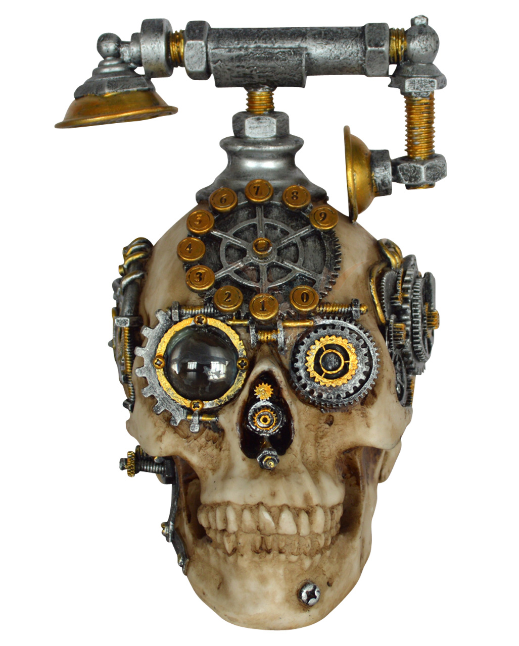 Steampunk Totenschädel mit Telefon  Steampunk Deko