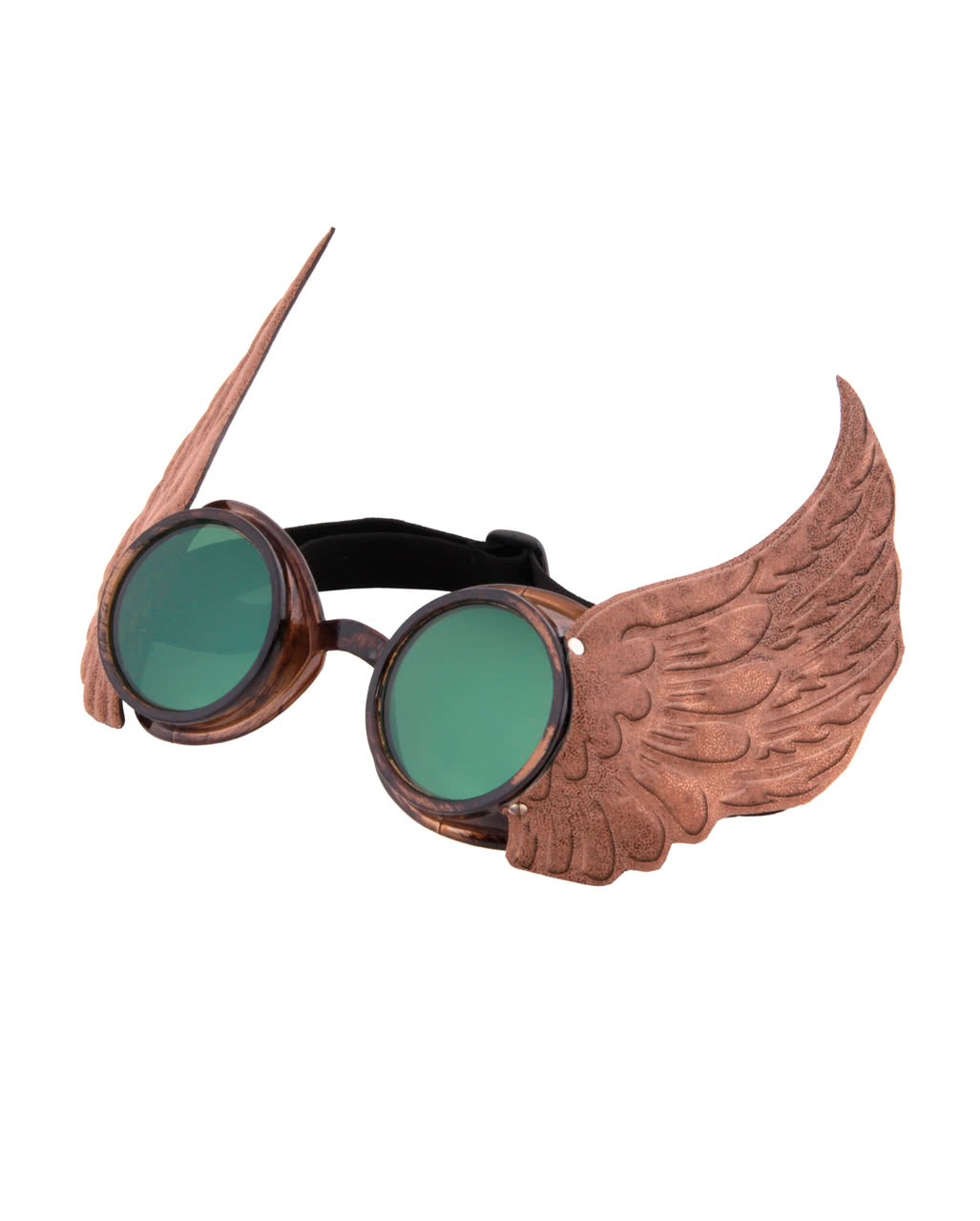 Steampunk Fliegerbrille mit Flügel Gold  Retro Brille