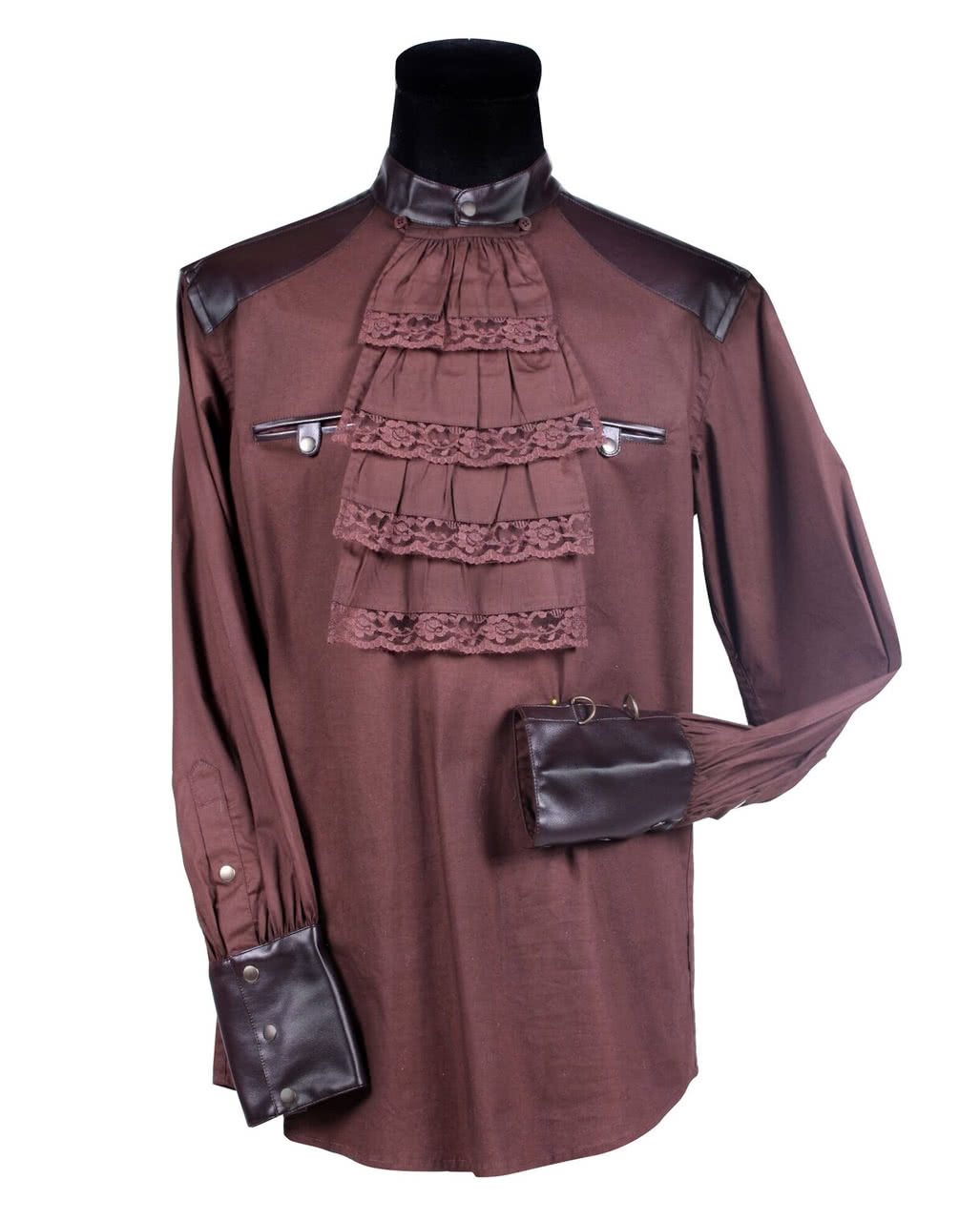 Steampunk Hemd mit Rüschenkragen braun kaufen L