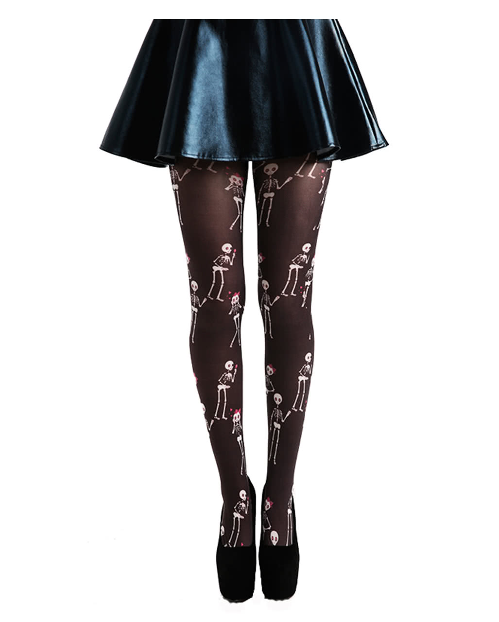 Strumpfhose Love Bones für Halloween & Gothic Party