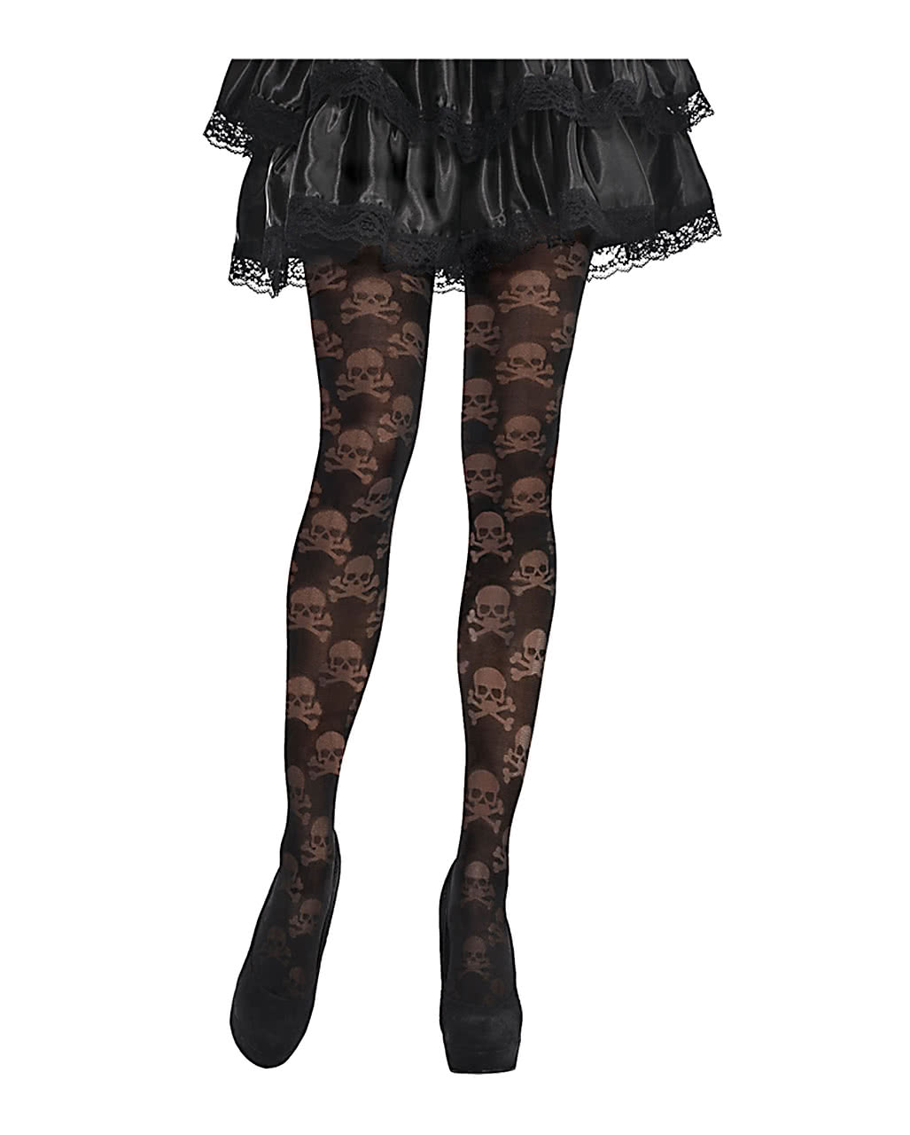 Strumpfhose Totenkopf & Kreuz für Halloween