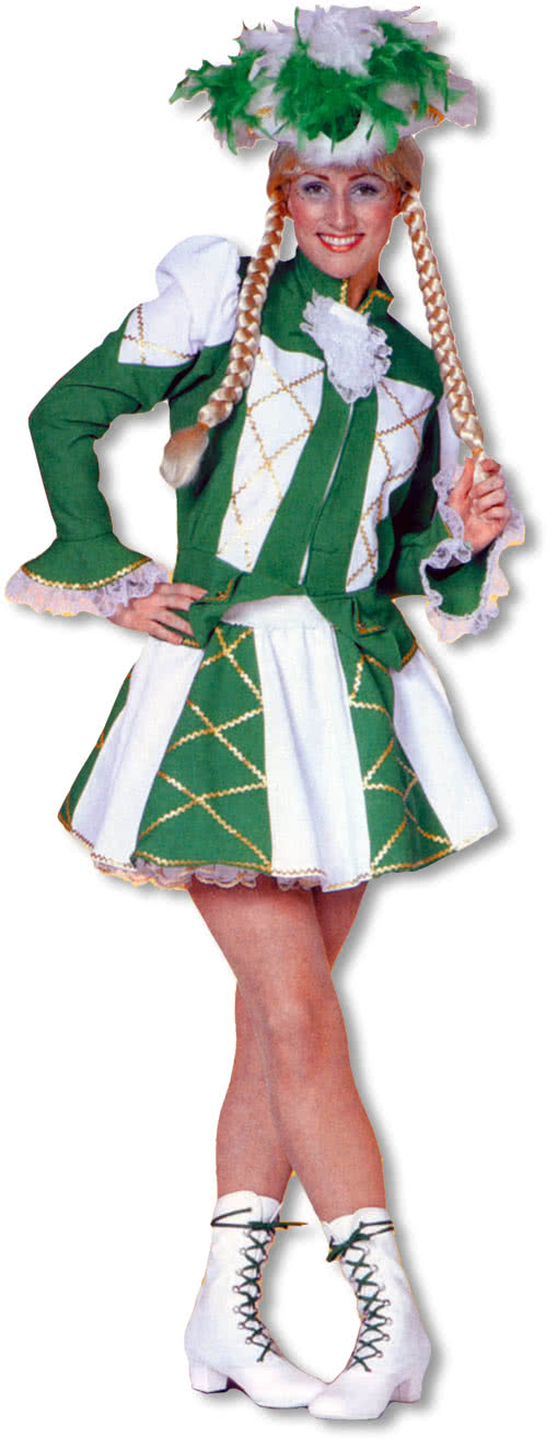 Tanzmariechen Damenkostüm Grün/Weiß Gardekostüm M / 38