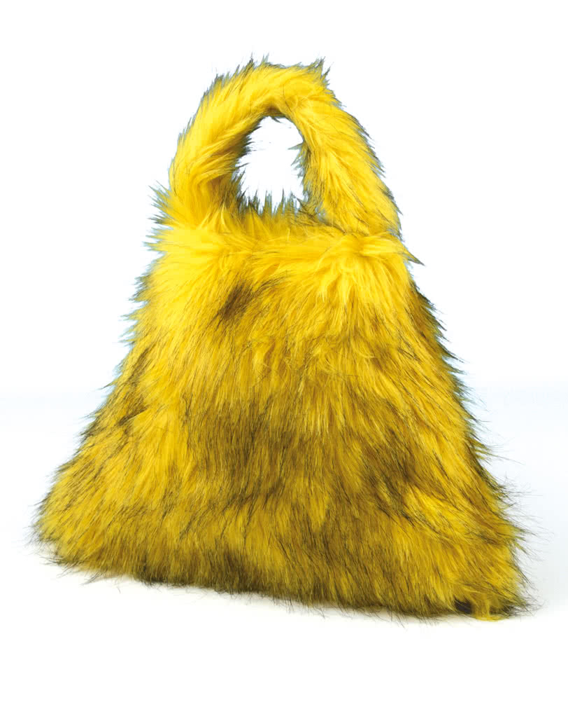 Techno PlüschTasche gelb/schwarz  Retrotasche im Felldesign