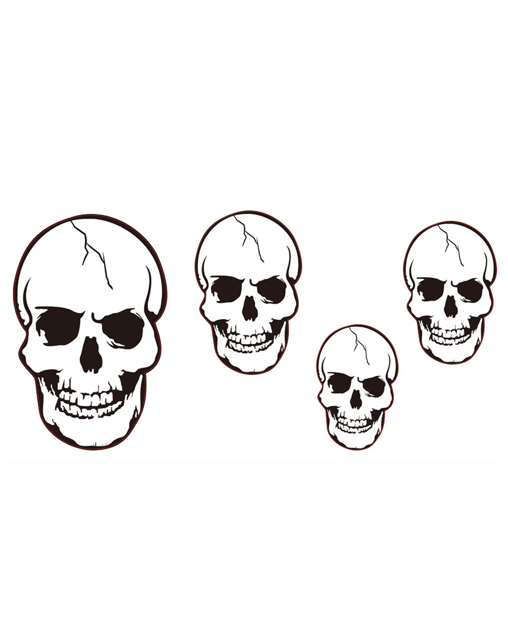 4 Totenkopf Cut Outs Wanddeko für Halloween