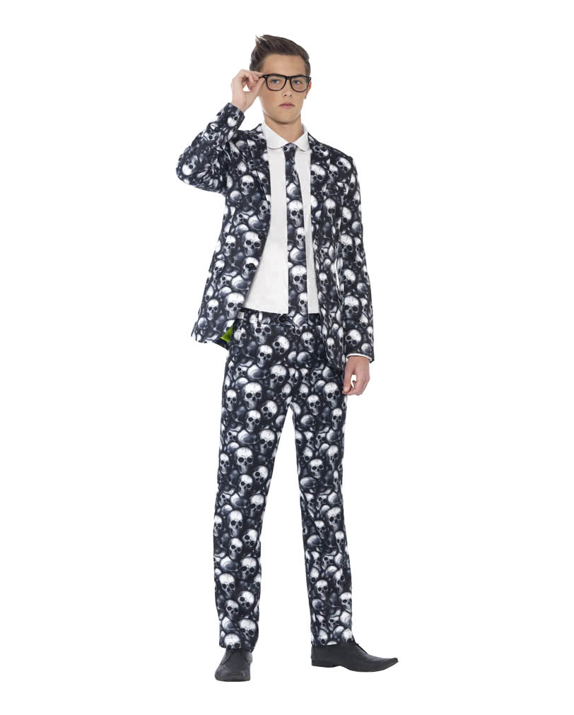 Totenkopf Anzug für Teens für Halloween S