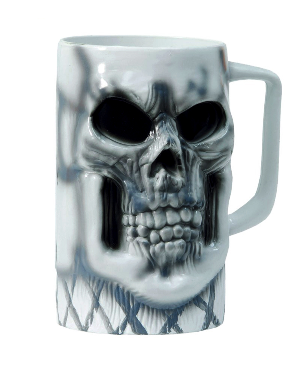 Totenkopf Bierkrug 15 cm Halloween Tischdeko