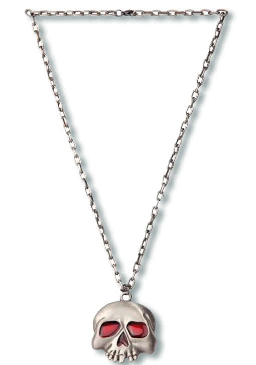 Totenkopf Kette rot/silber Günstige Kette mit Totenkopf Anhänger