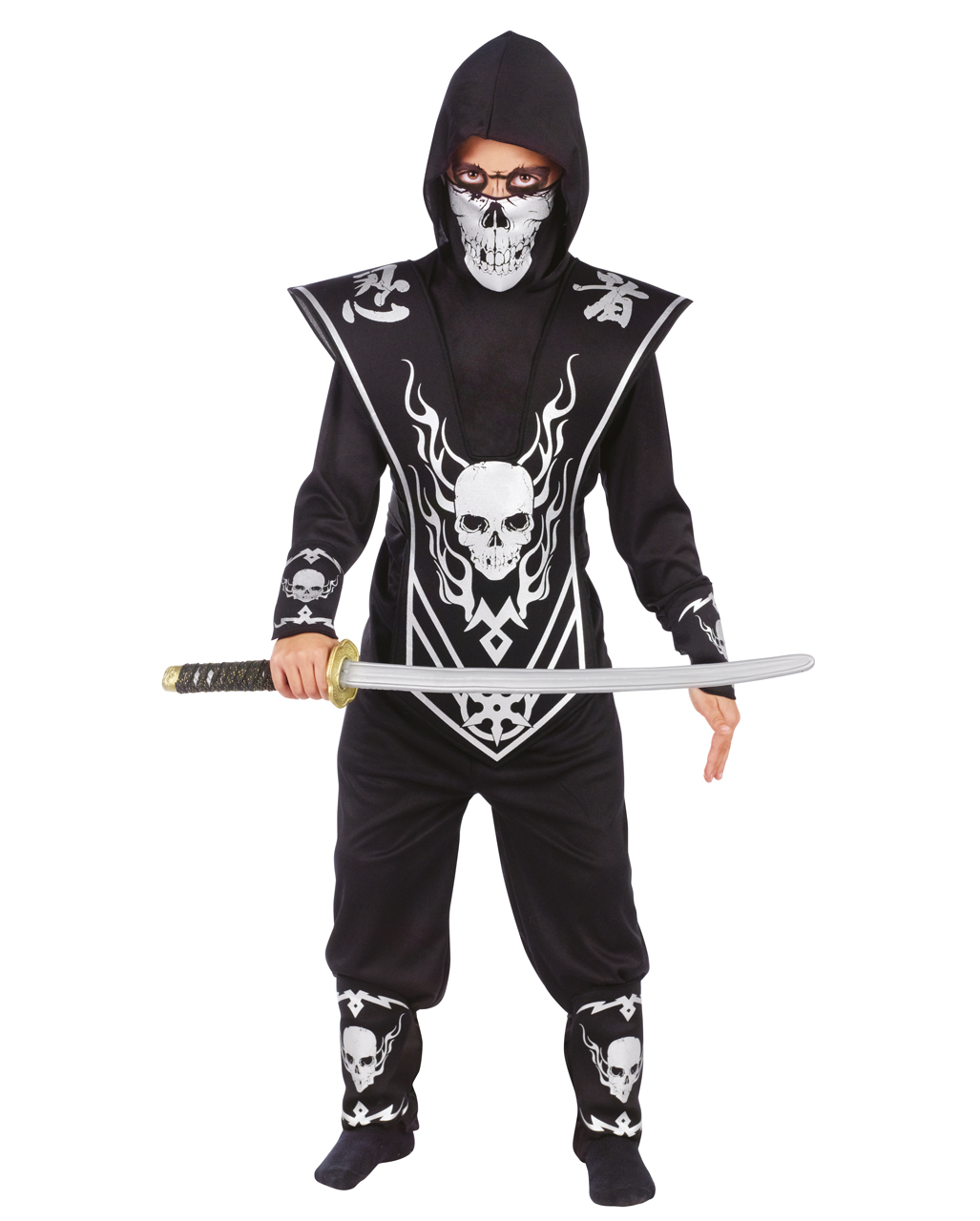 Totenkopf Ninja Kinderkostüm für Halloween L