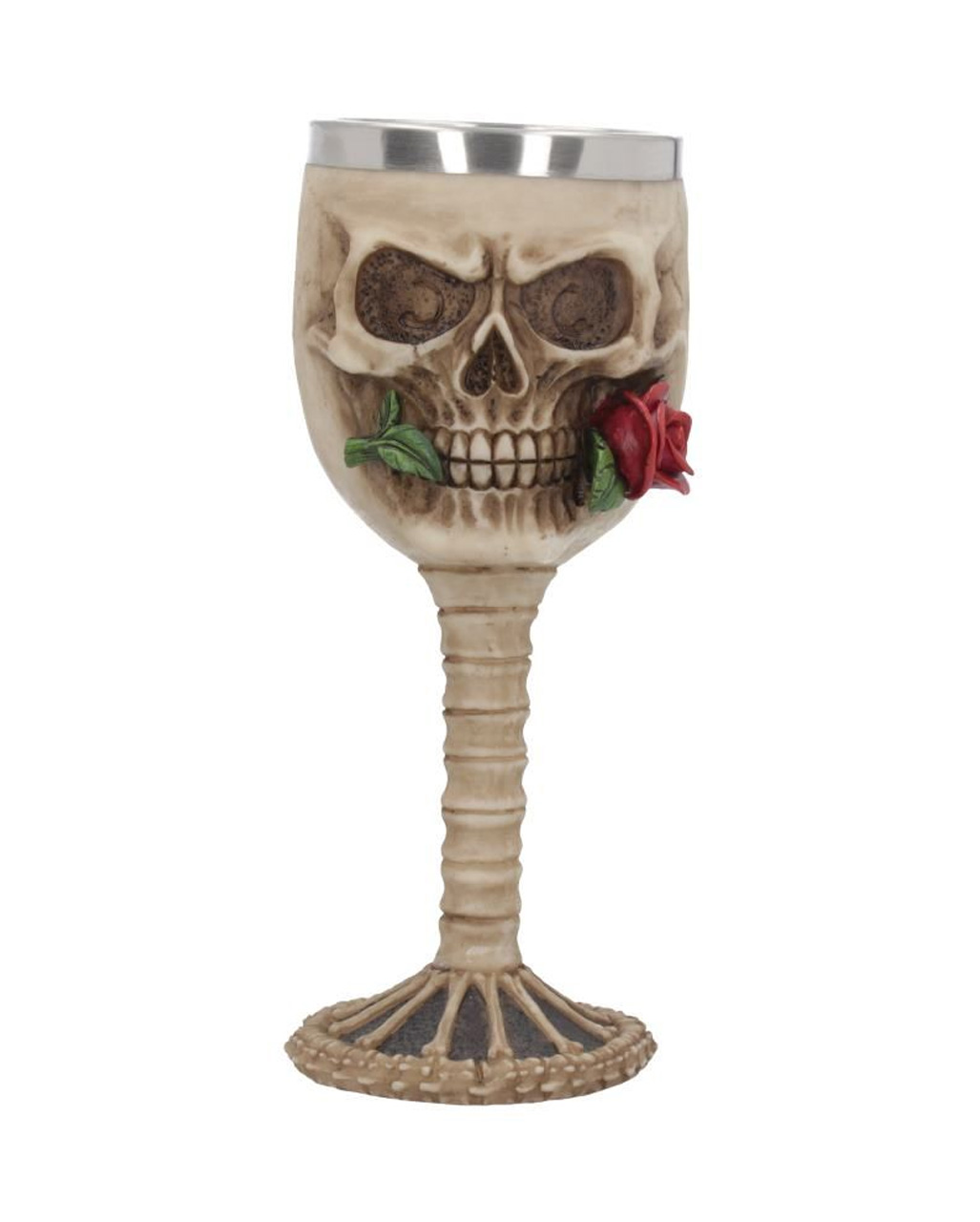 Totenkopfkelch mit Rose für Halloween & Gothic-Party