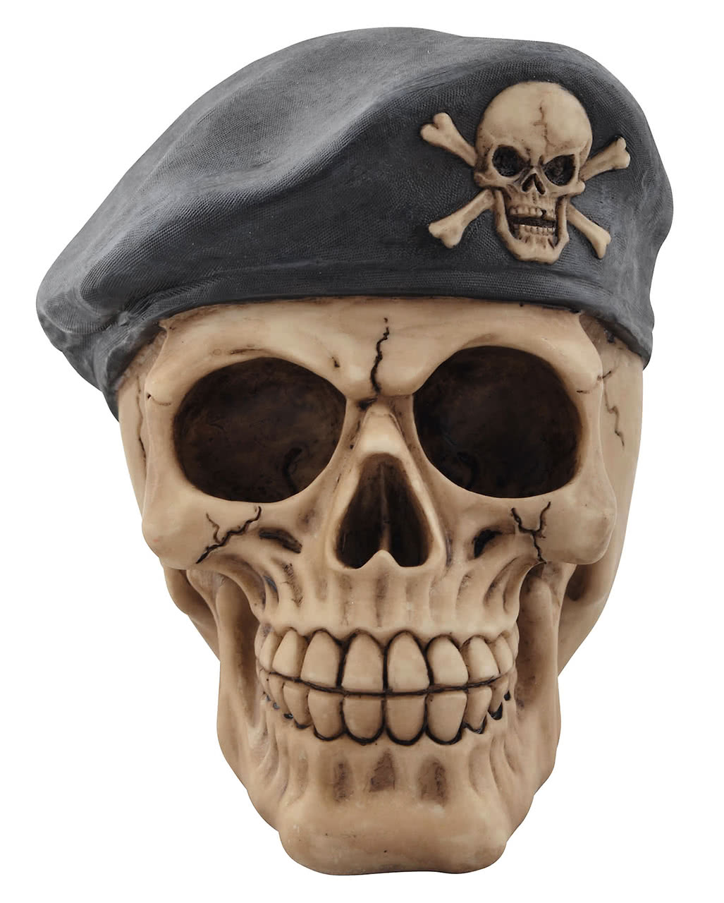 Totenschädel mit Barett Halloween Dekoration