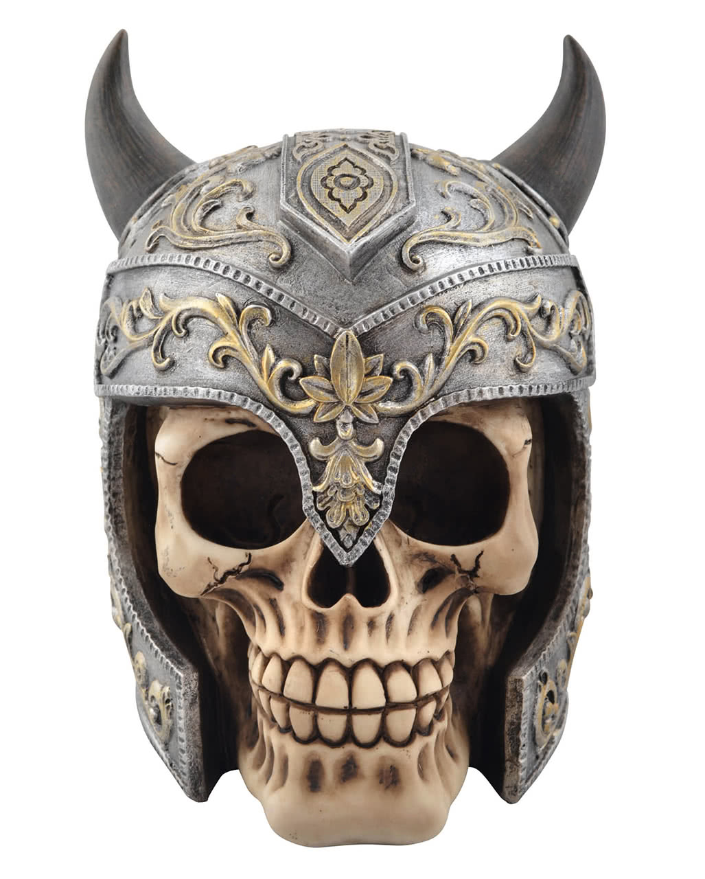 Totenschädel mit Wikingerhelm Halloween Deko