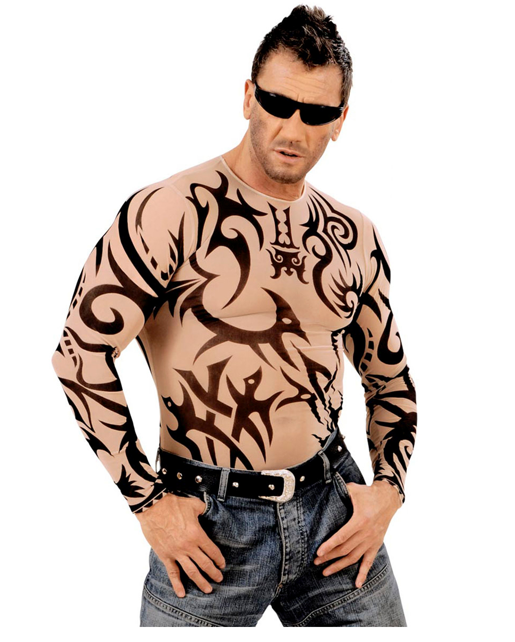 Tribal Tattoo-Shirt als Kostümzubehör