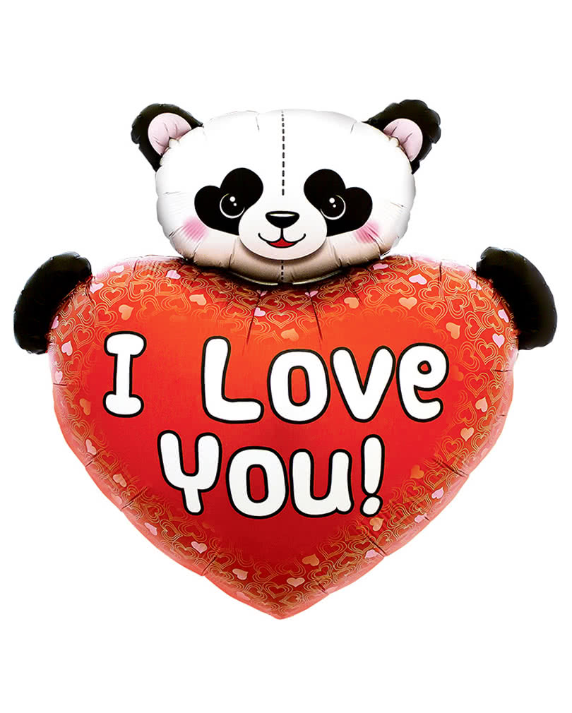 Folienballon Herzform mit Panda   Tierisches Valentinstag Geschenk