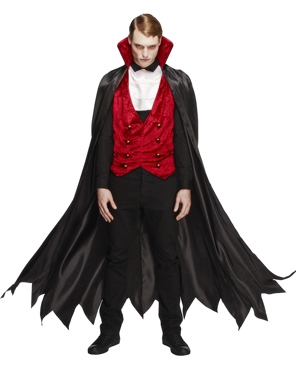Vampir Kostüm für Herren Dracula Herrenkostüm mit Cape L