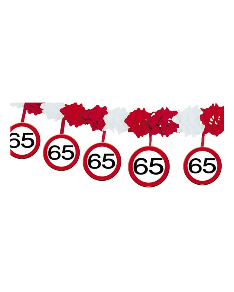 Girlande Verkehrsschild 65 Geburtstags Deko