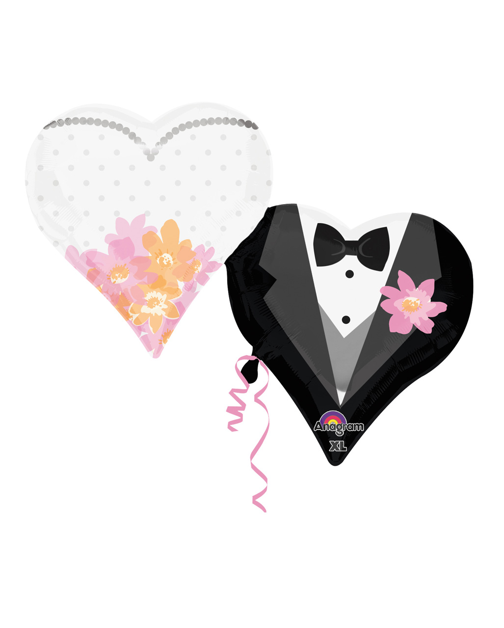 Verliebtes Brautpaar Herzballons zur Hochzeit