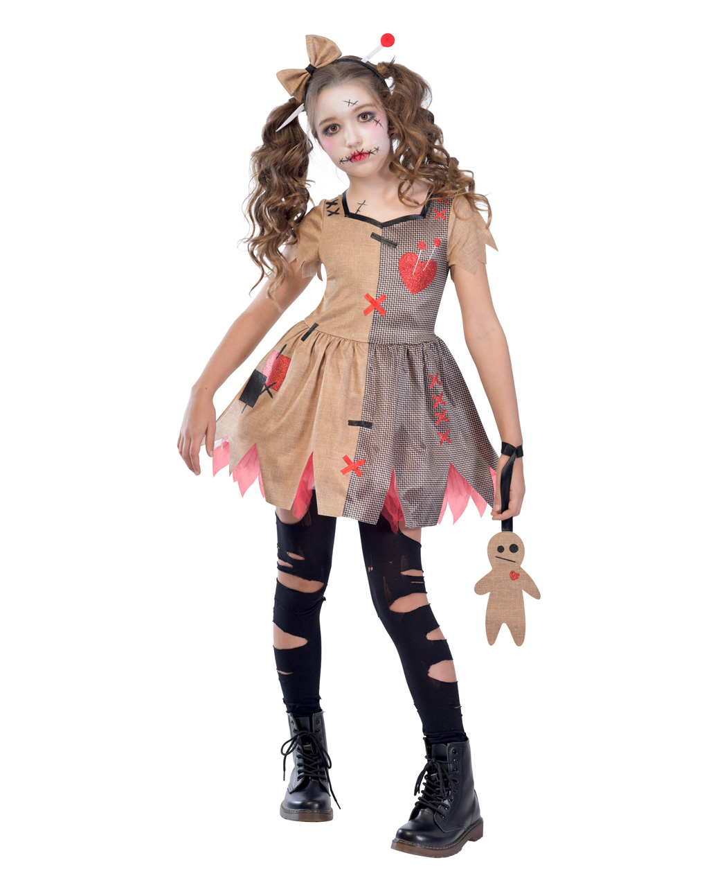 Voodoo Doll Mädchenkostüm für Halloween M 6-8 Jahre