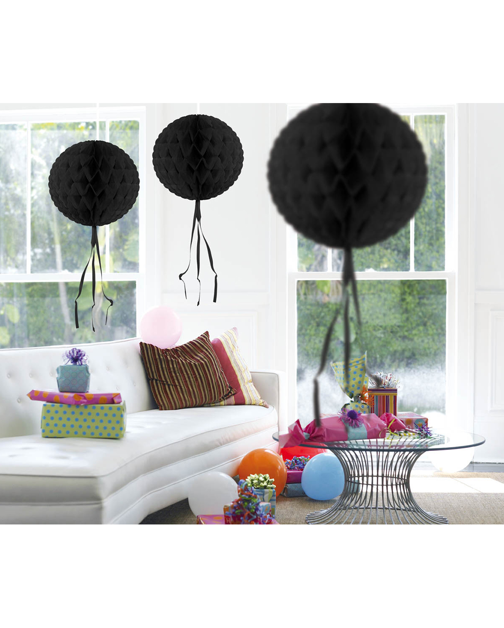 Wabenball Schwarz 30cm Edle Halloween Deko