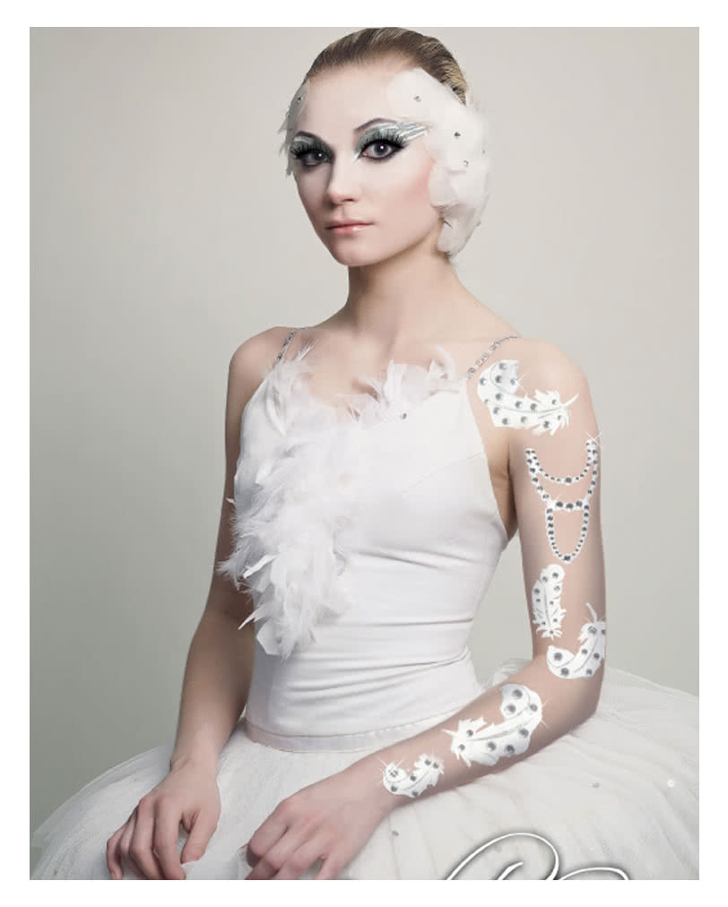 Body Art Tattoo Weiße Federn Xotic Body Art zum Aufkleben