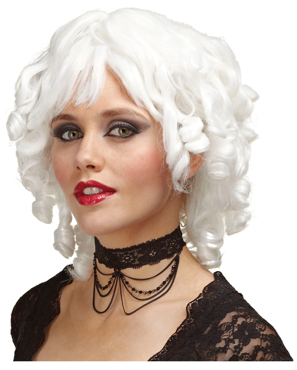 Weiße Stopsellocken Perücke Rokoko & Barock Perücken