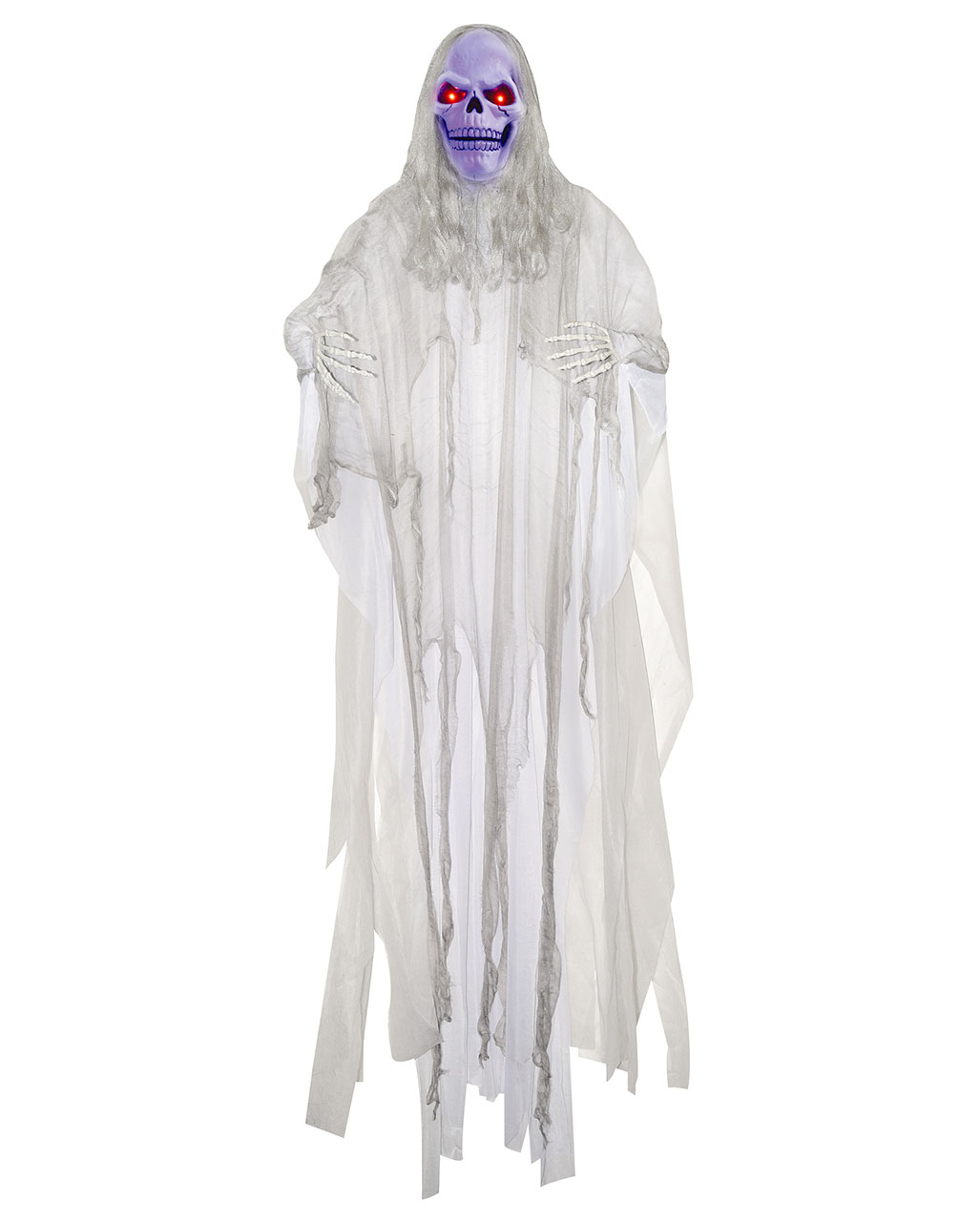 Weißer Fetzengeist mit Leuchteffekt 180 cm Deko