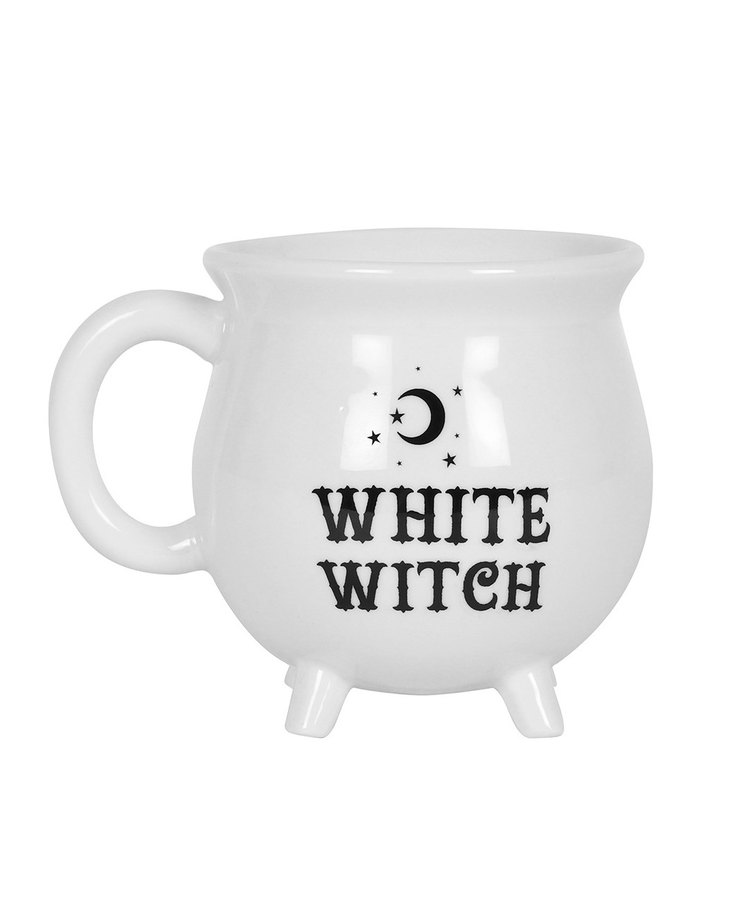 Weißer Hexenkessel Kaffeebecher in magischem Design