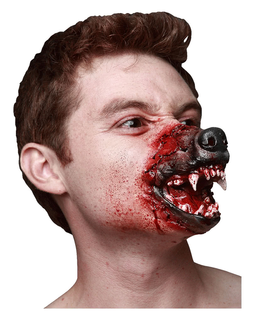Werwolf Transformation Latex-Applikation Werwolfmaul für Halloween