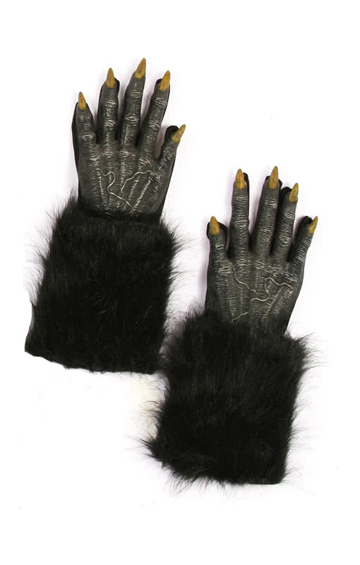 Werwolf Handschuhe Schwarz Haarige Werwolf Handschuhe