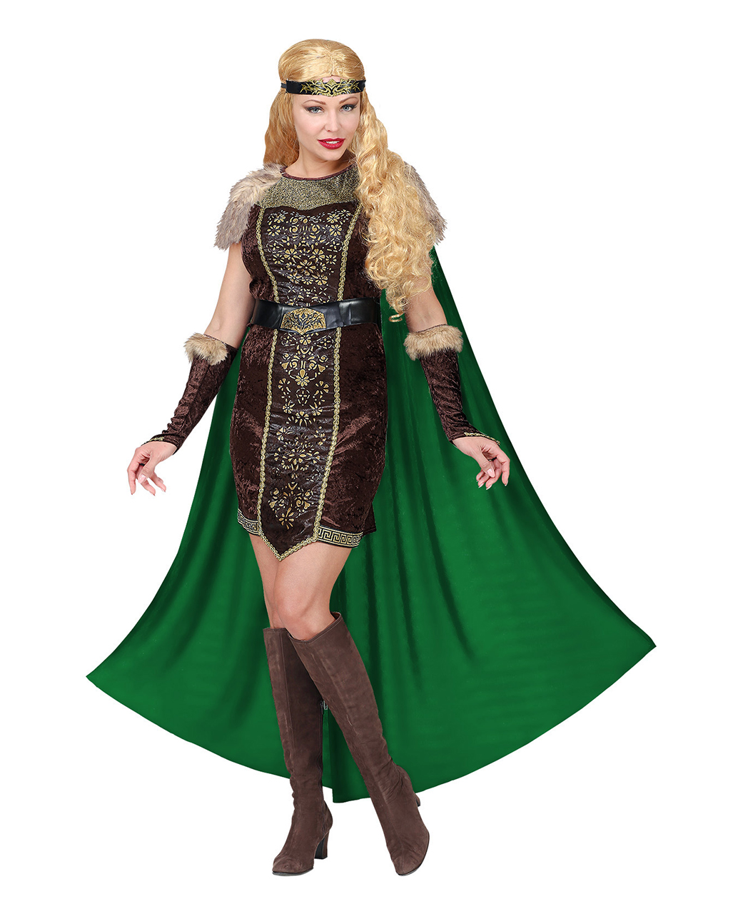 Wikingerin Damenkostüm mit Umhang für Halloween ? M