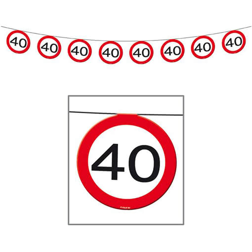 Wimpelkette Verkehrsschild 40 Geburtstags Girlande