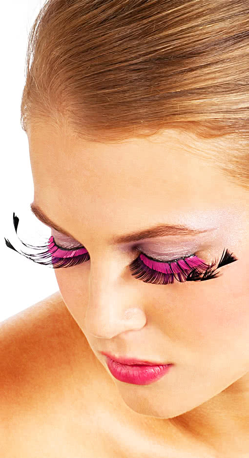 Wimpern schwarz / pink als Make-up Zubehör