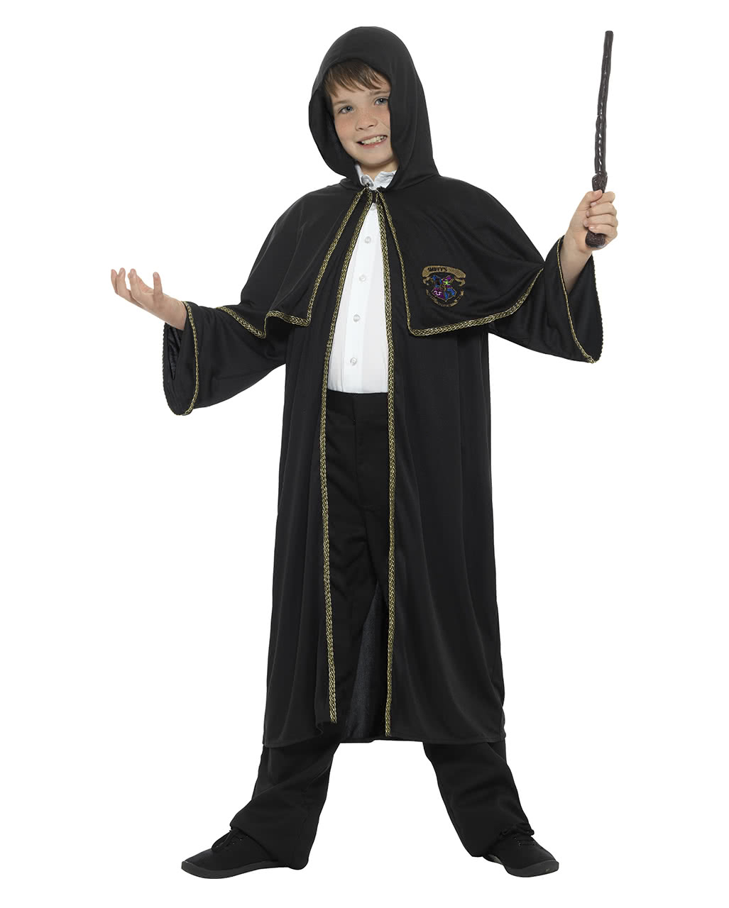 Zauber Mantel schwarz  Halloween Kinderkostüm L/XL