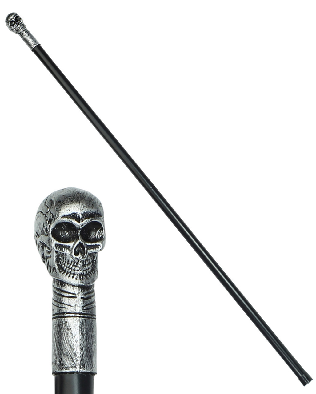 Totenkopf Gehstock zerlegbar 105 cm Kostümzubehör