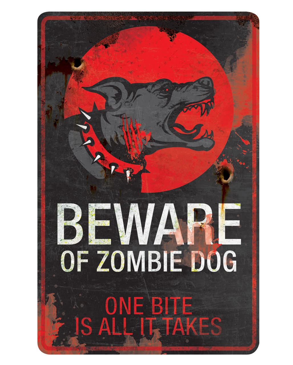 Zombie Hund Warnschild Deko Schild aus Metall