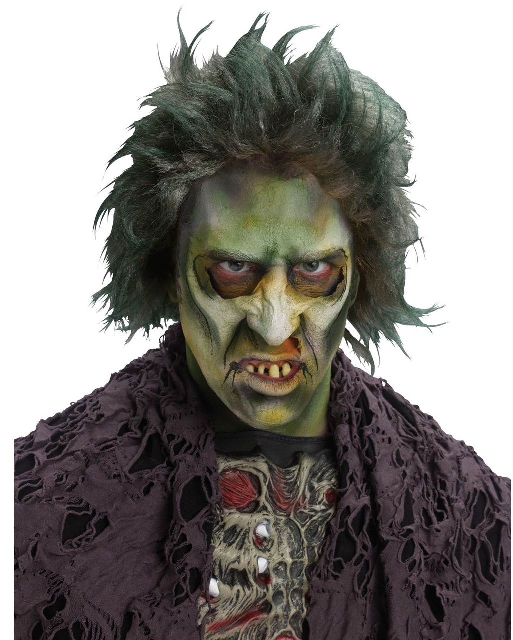 Zombie Perücke grün   Halloween Perücke  Faschings Perücke