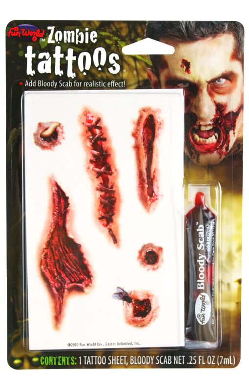 Zombie Tattoo Wunden   Blutige Halloween Tattoos