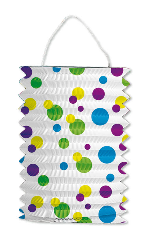 Zuglaterne weiß mit bunten Punkten Partydeko