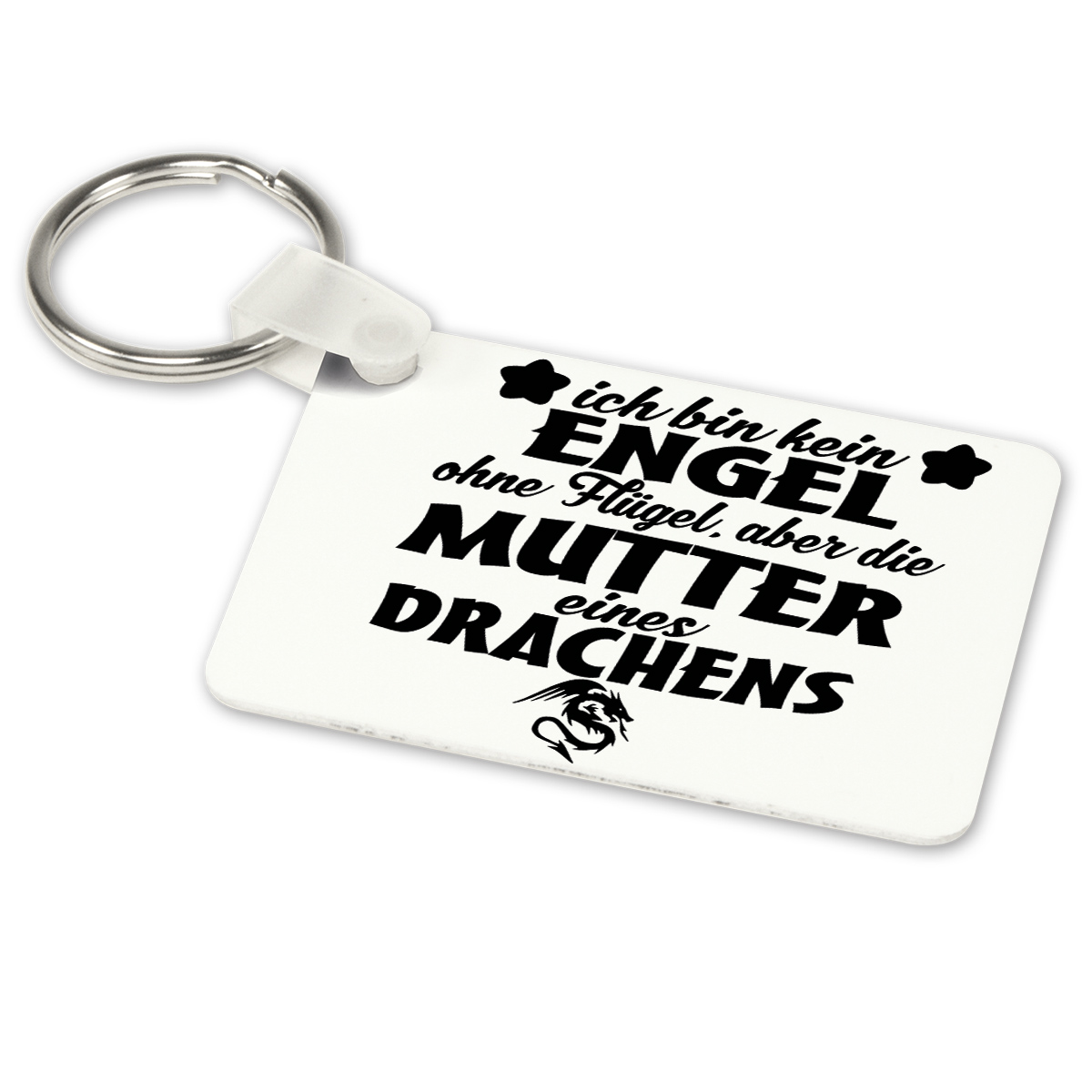 Alu-Schlüsselanhänger weiß - Modell: Ich bin kein Engel